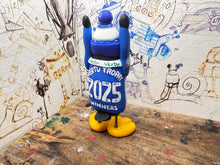 Load image into Gallery viewer, Peterborough United penguin 2025 shirt with vertu trophy winners 2025 on the back with woolly hat