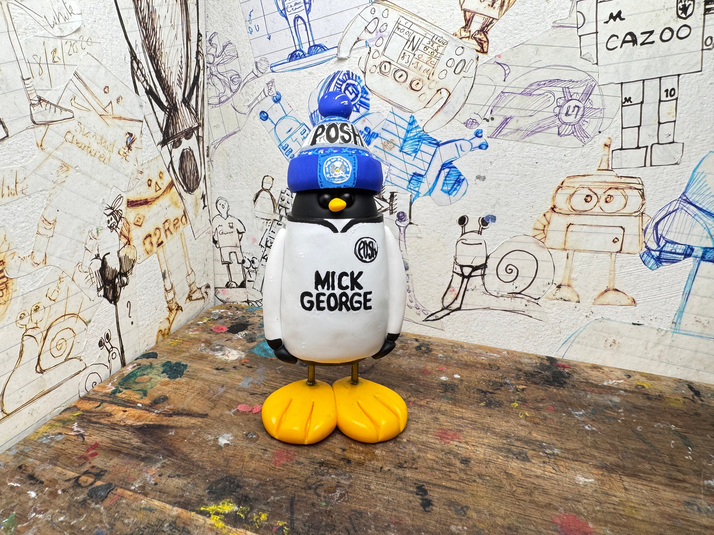 Peterborough United penguin 2025 away shirt with woolly hat