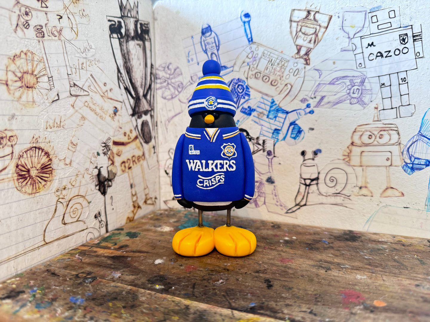 Leicester City penguin 1994/96 shirt with woolly hat