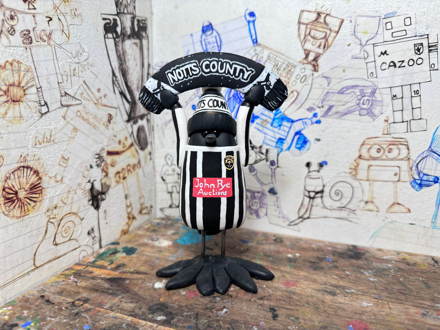 Notts County magpie home 2024 kit with woolly hat & scarf