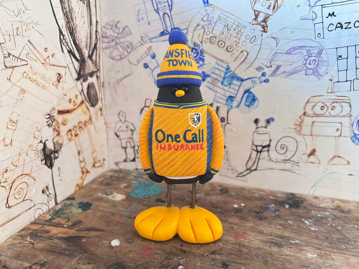 Mansfield town 2023/24 penguin with woolly hat