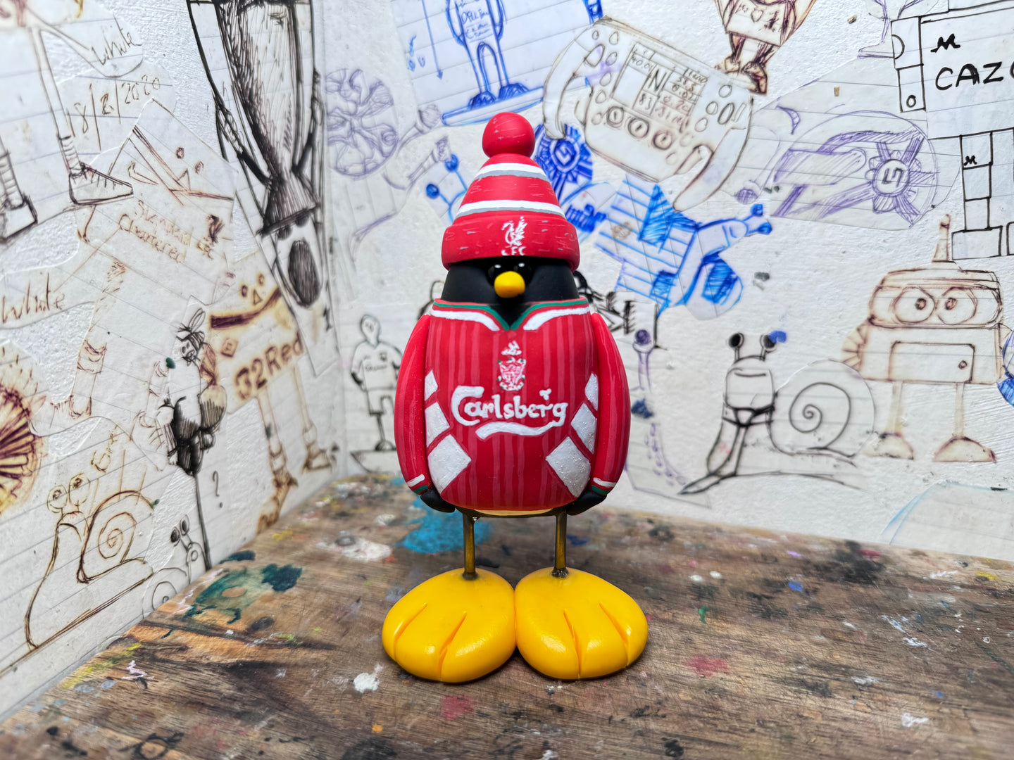 Liverpool penguin 1994 shirt with woolly hat Liverpool penguin
