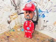 Load image into Gallery viewer, Lewis Hamilton cartoon character car mirror keyring
