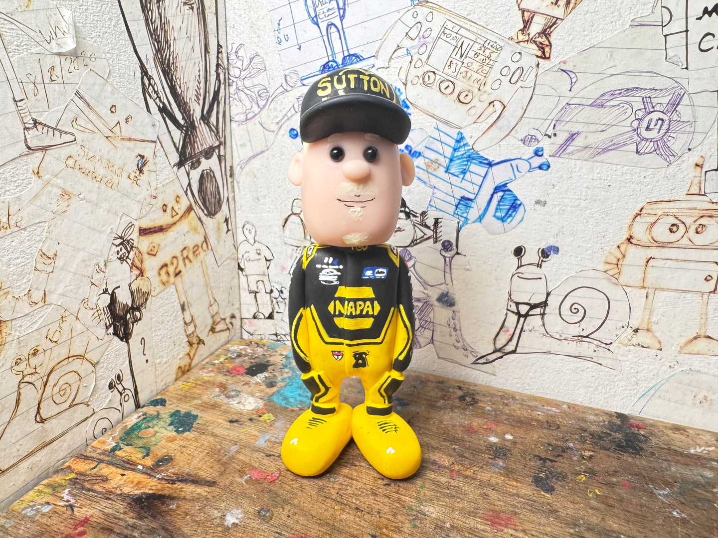 Btcc napa 100 racing race driver Ash Sutton with moving head side to side heads 2025 (cartoon character)