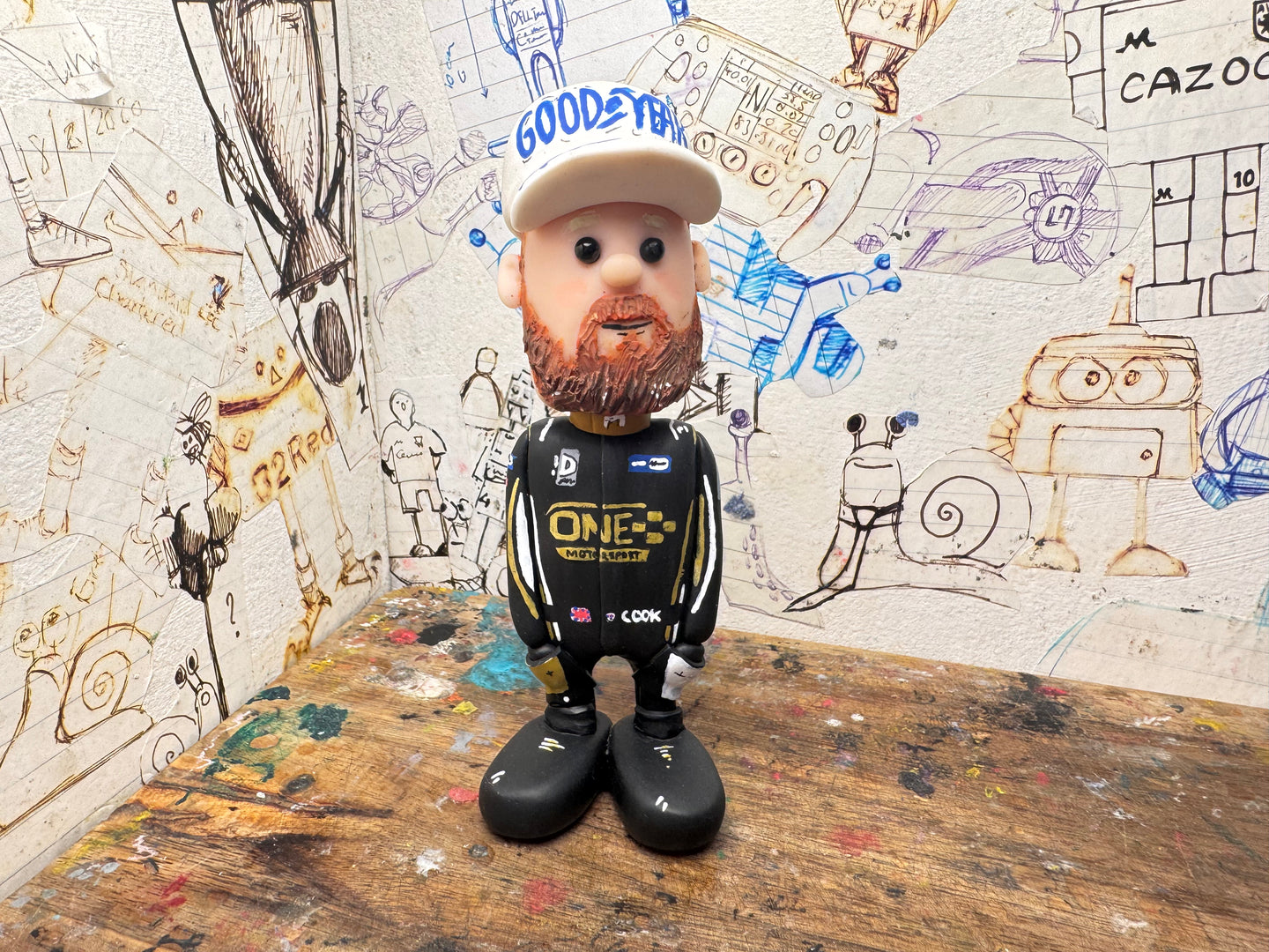 Btcc racing race driver Josh Cook with moving head side to side heads 2025 (cartoon character)