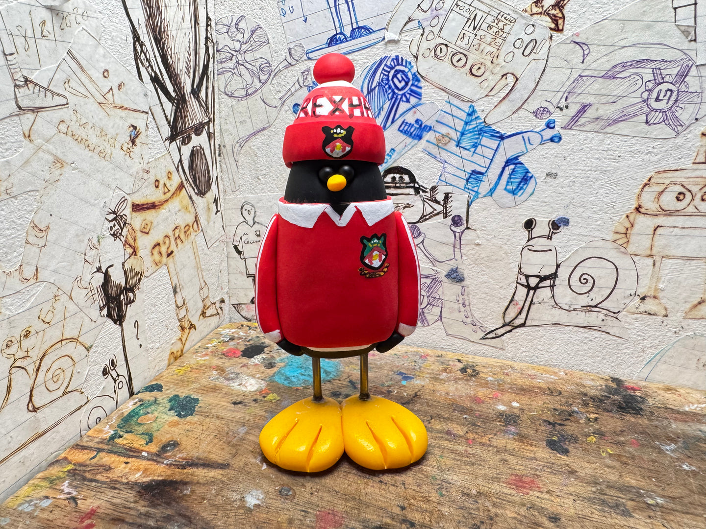 Wrexham AFC 1977 penguin with woolly hat