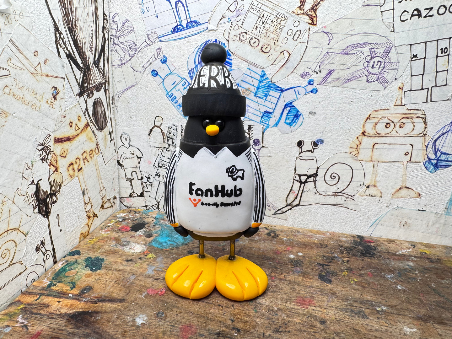 Derby County 2025/26 penguin with woolly hat