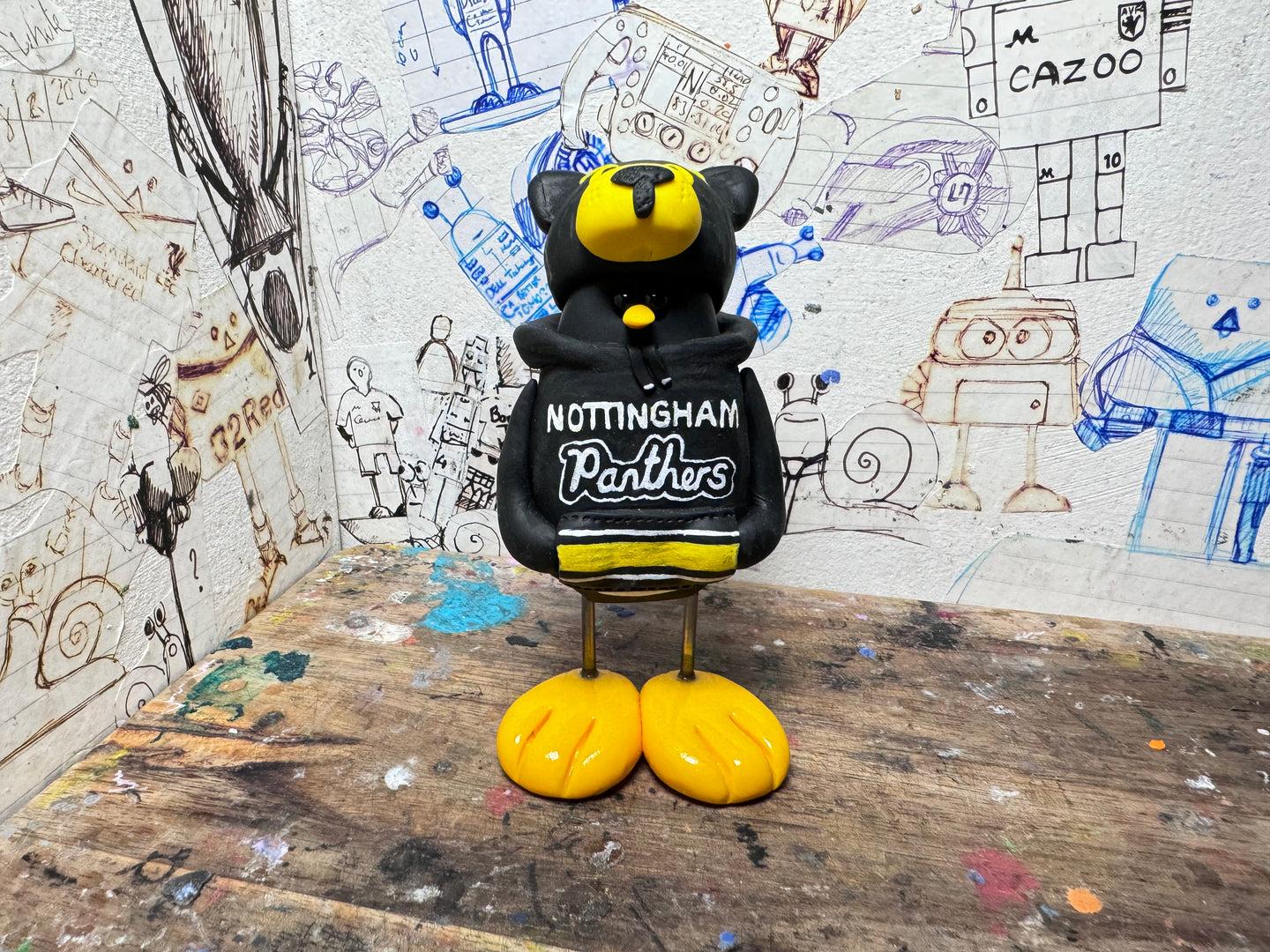 Nottingham Panthers hoodie penguin with paws hat penguin