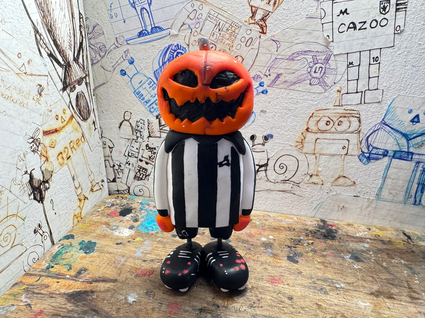 Notts County pumpkin man with football boots