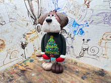 Load image into Gallery viewer, Doggy with Christmas tree jumper on
