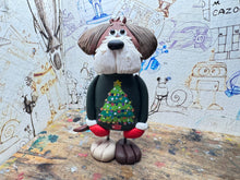 Load image into Gallery viewer, Doggy with Christmas tree jumper on
