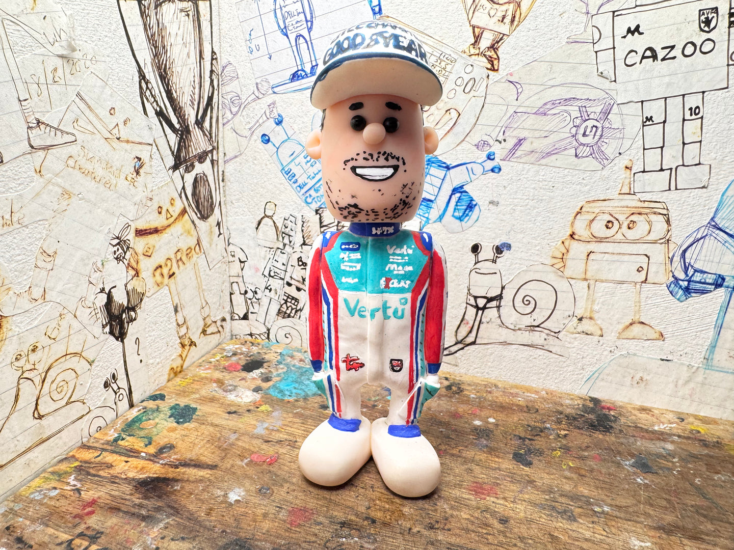 Btcc racing race driver Tom Ingram with moving head side to side heads 2025 (cartoon character) champion edition hat