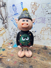 Load image into Gallery viewer, Pig with panthers hat with Christmas jumper

