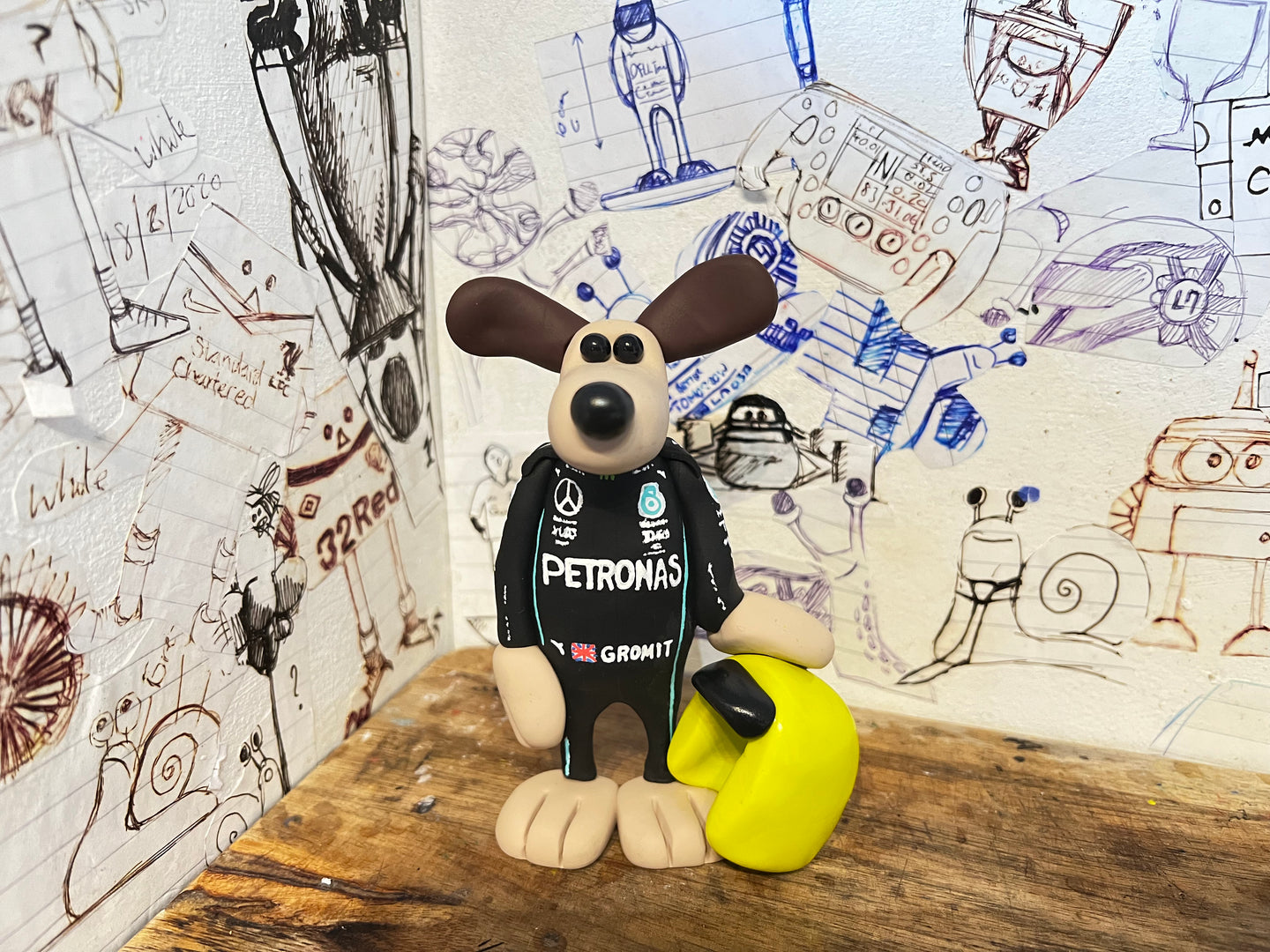 Gromit in his Mercedes race suit 2022 f1